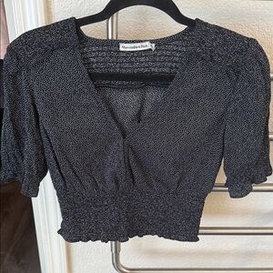 Abercrombie & Fitch Black and White Polka Dot Crop Top Blouse